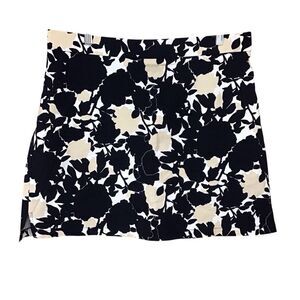 Rafaella Navy Beige Floral Pull On‎ Skirt XL Built In Shorts